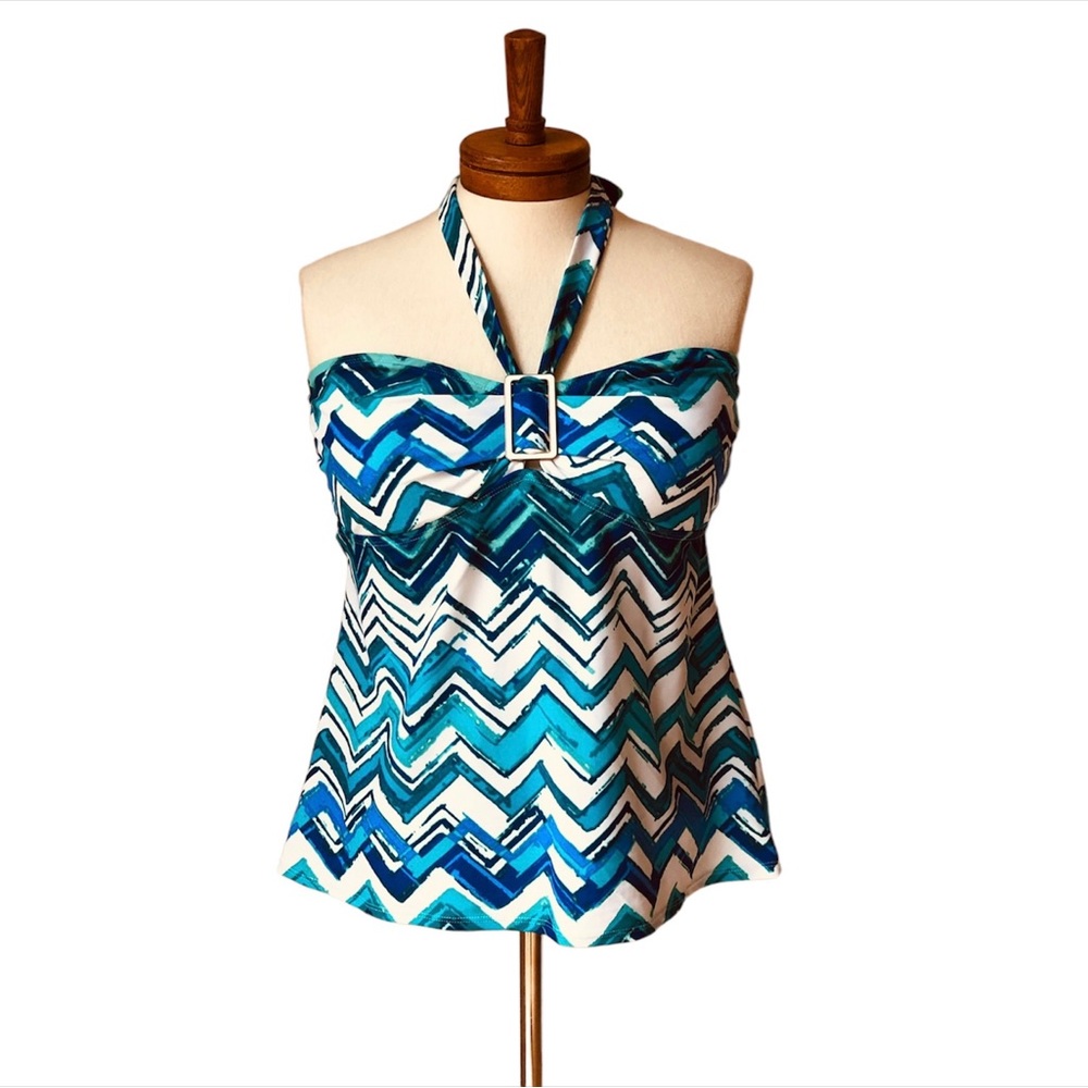 Island Escape Tankini Top Bathing Suit Top, Sz 12, Tropical Blues, Like …